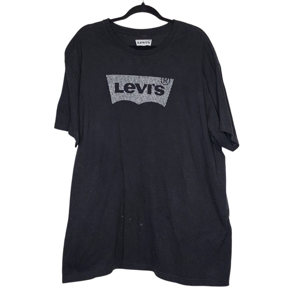 2XL Mens Levis Black Crew Neck Tee Short Sleeve 100% Cotton DIY Craft Cut Grunge